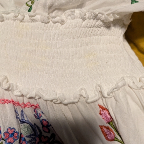 Floral Embroidered Fillyboo Cottage White Dress Medium - Picture 6 of 8